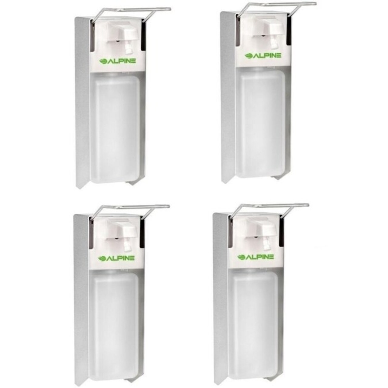 Alpine Industries Stainless Steel 1000 ml. Wall Mount Elbow Press Liquid Gel Soap and Hand Sanitizer Dispenser, (4-Pack)